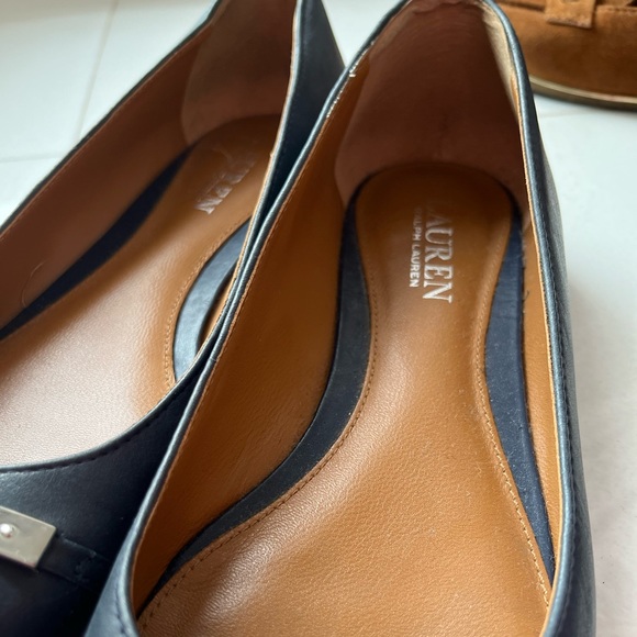 CLEARANCE 🚨 Authentic LAUREN RALPH LAUREN Navy Blue Farrel 100% Leather Flats - Picture 4 of 12